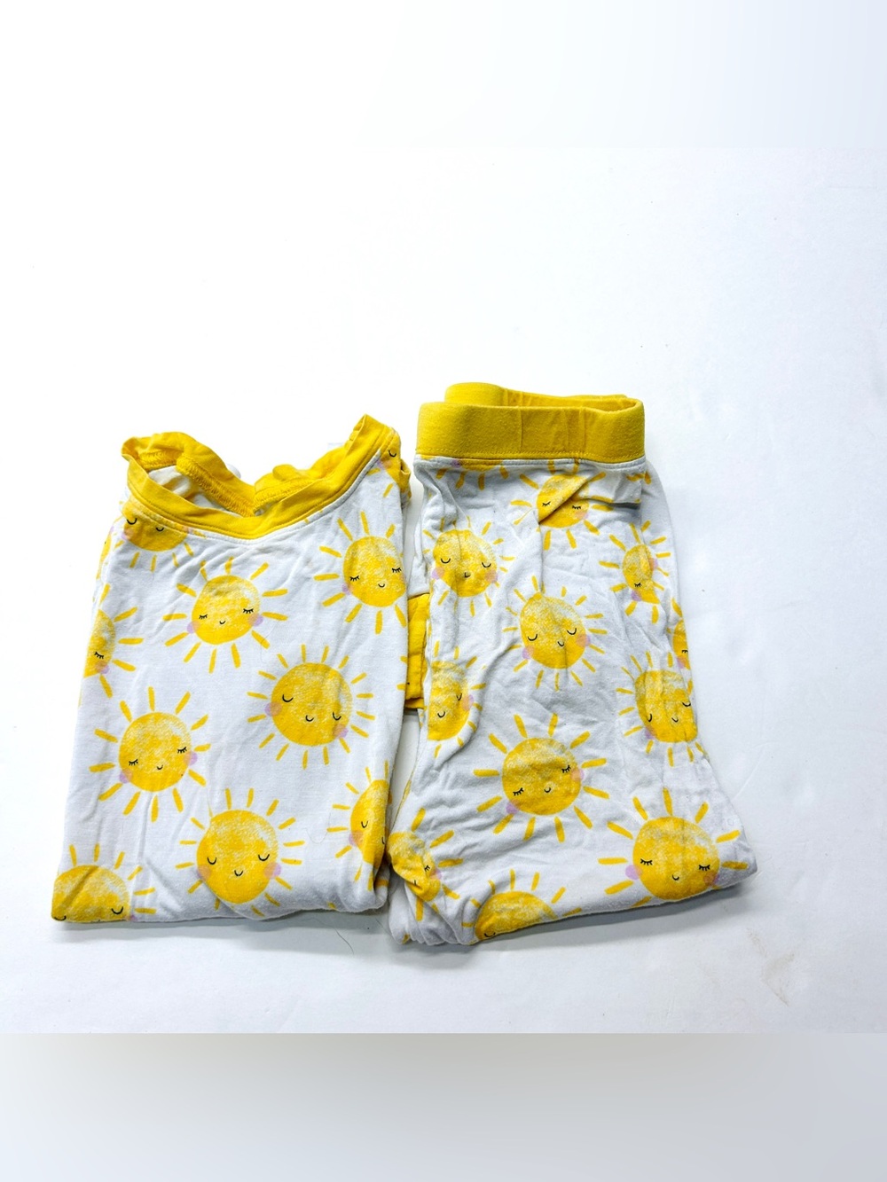 Little Sleepies Yellow White Sun Print Pajamas Long Sleeve Set